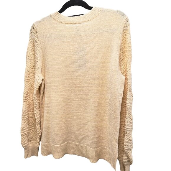 NWT CHRISTIAN SIRIANO CARAMEL POINTELLE LONG SLEEVE SWEATER LARGE MSRP $89 - Picture 4 of 11